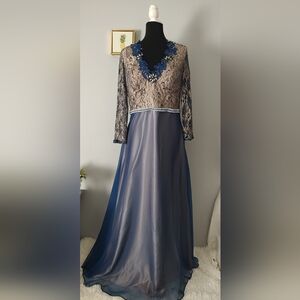 Ally's Collection  Maxi Dress Style Bridesmaid Party Cocktail Blue Zipper 12